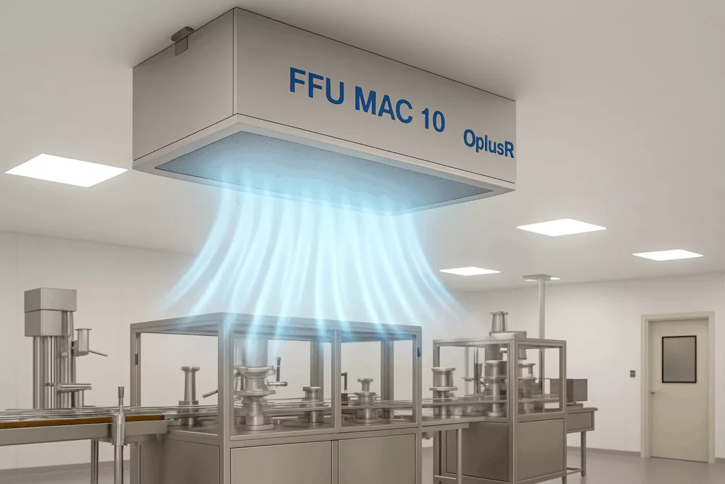 FFU qui souffle sur une machine de l'air ultra filtré